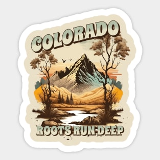 Colorado Roots Run Deep Mountain Nature Outdoors Retro Vintage Adventure Traveling Sticker